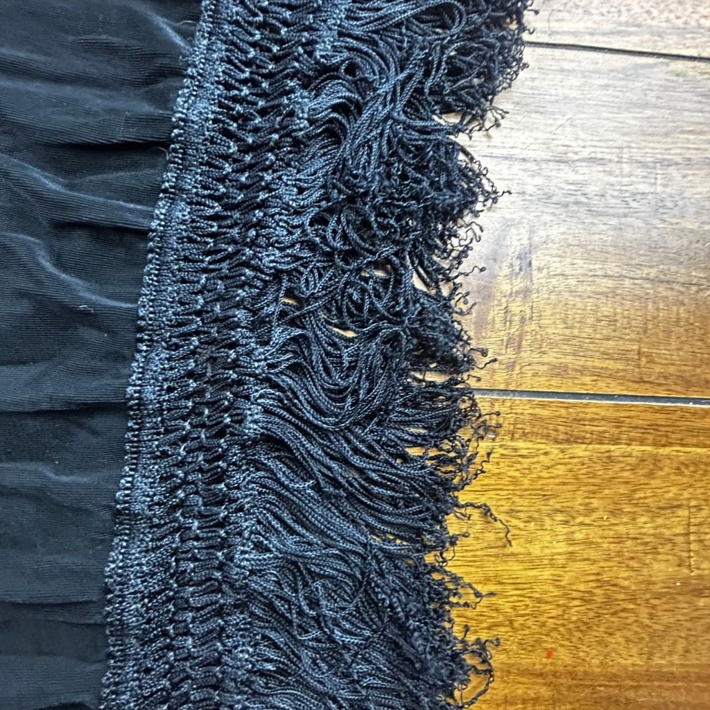 Upcycled Midnight Velvet Fringe Skirt — One-of-a-Kind + Handmade