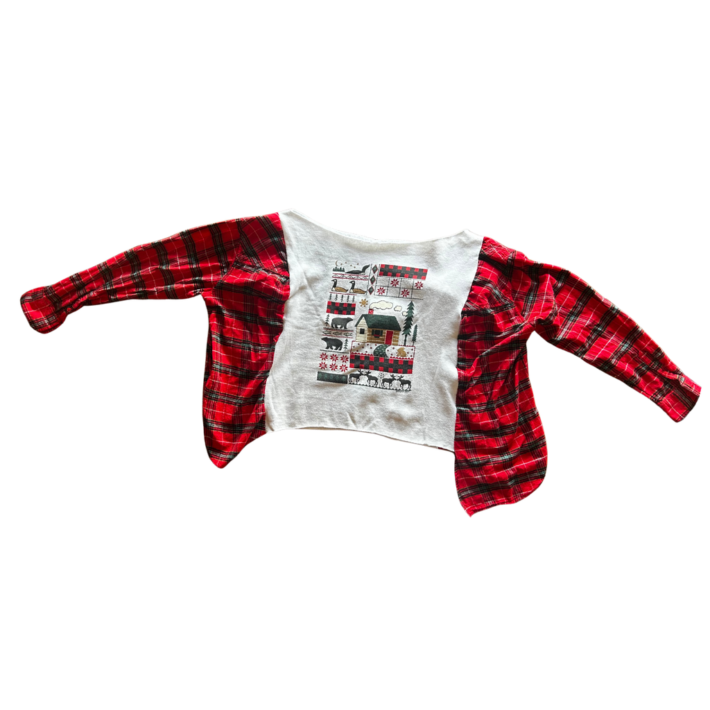 Upcycled Cozy Cabin Flannel Crop