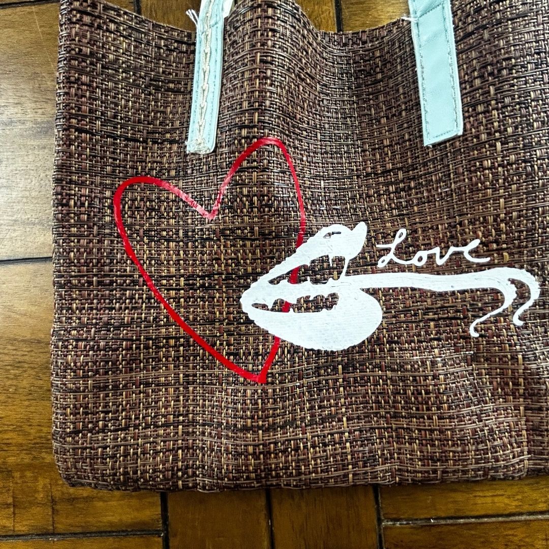 Handmade Upcycled Placemat Tote — “Love Lips” Mini Bag