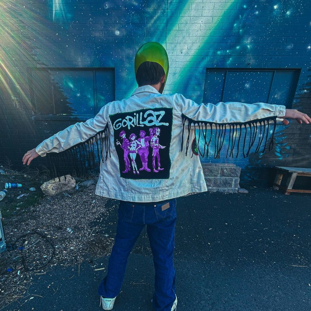Gorillaz Chaos Fringe Jacket – One of a Kind Upcycled Statement Piece