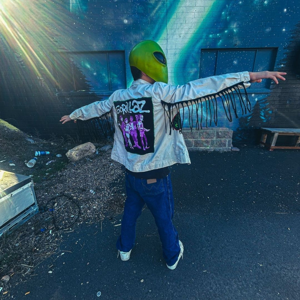 Gorillaz Chaos Fringe Jacket – One of a Kind Upcycled Statement Piece