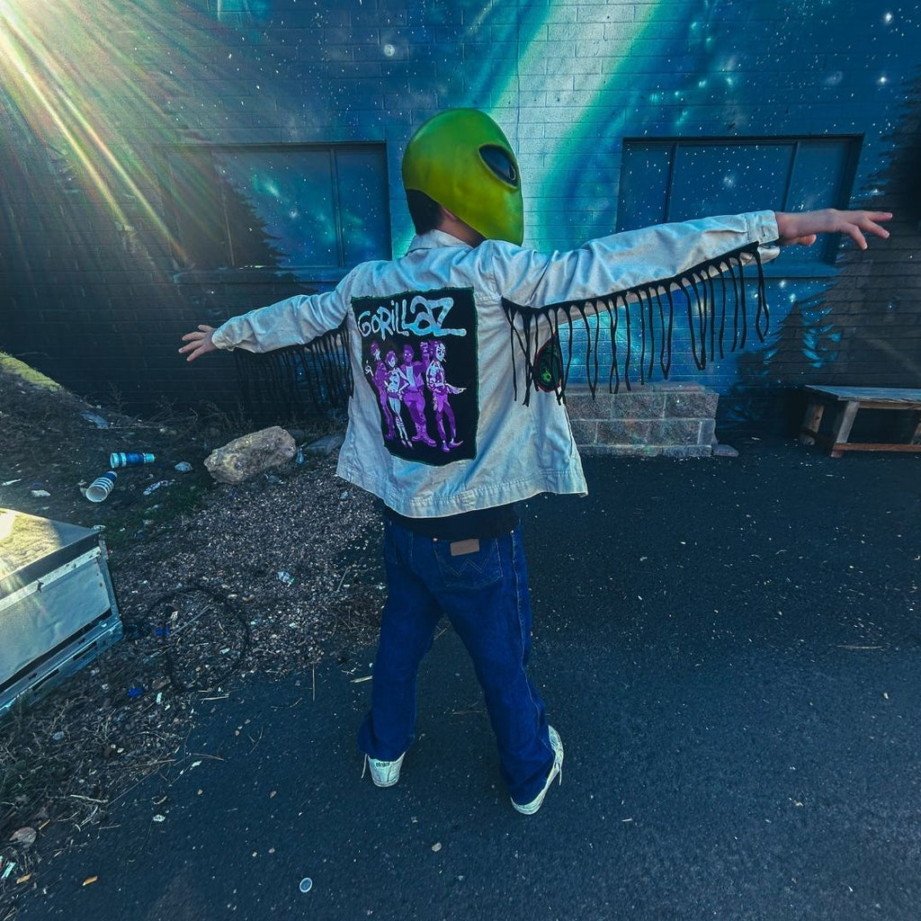 Gorillaz Chaos Fringe Jacket – One of a Kind Upcycled Statement Piece