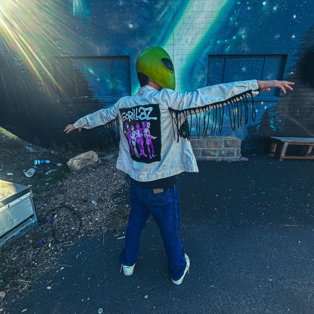 Gorillaz Chaos Fringe Jacket – One of a Kind Upcycled Statement Piece