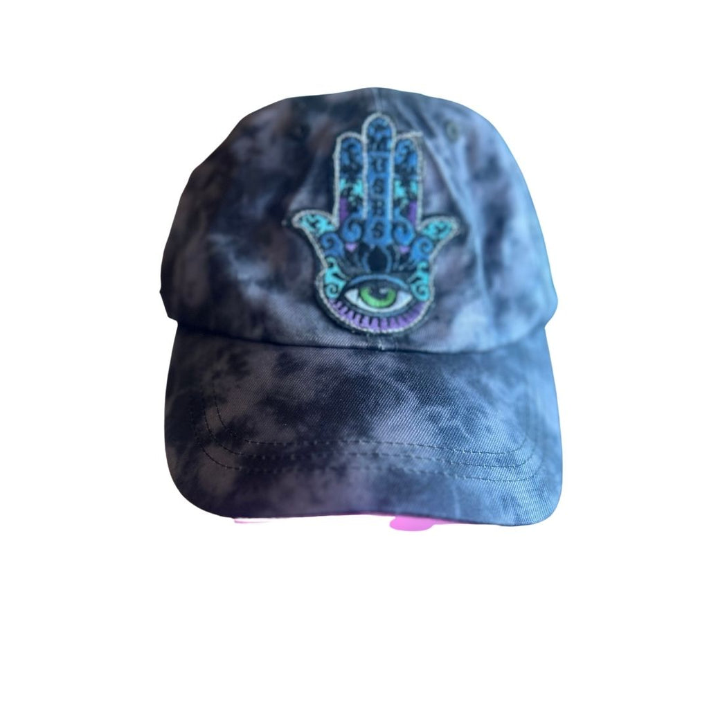 Grey Tie-Dye Hat with All Seeing Eye Patch – Handmade & Upcycled