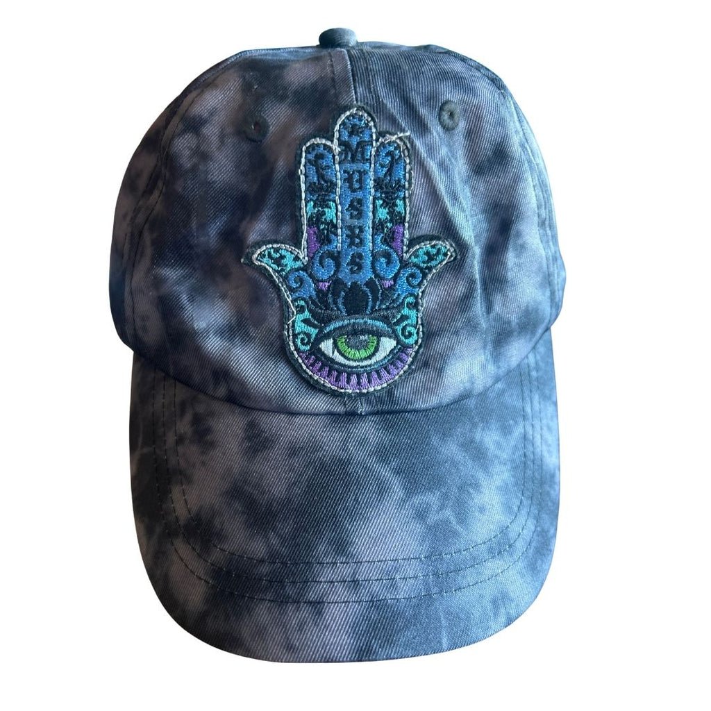 Grey Tie-Dye Hat with All Seeing Eye Patch – Handmade & Upcycled