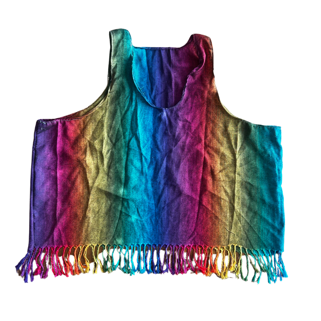 Handmade Rainbow Pashmina Crop Top | Fringe Festival Tank