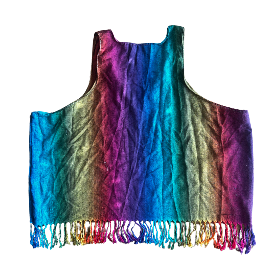 Handmade Rainbow Pashmina Crop Top | Fringe Festival Tank