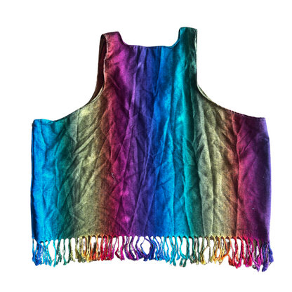 Handmade Rainbow Pashmina Crop Top | Fringe Festival Tank