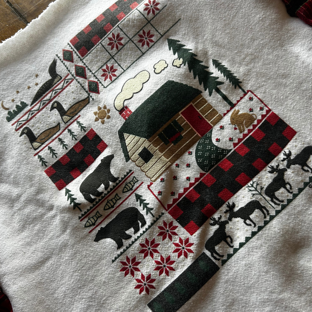 Upcycled Cozy Cabin Flannel Crop