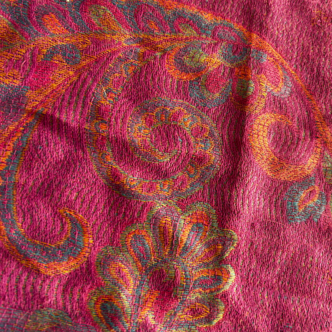 Handmade Boho Pashmina Crop Top | Fringe Tank in Purple Paisley