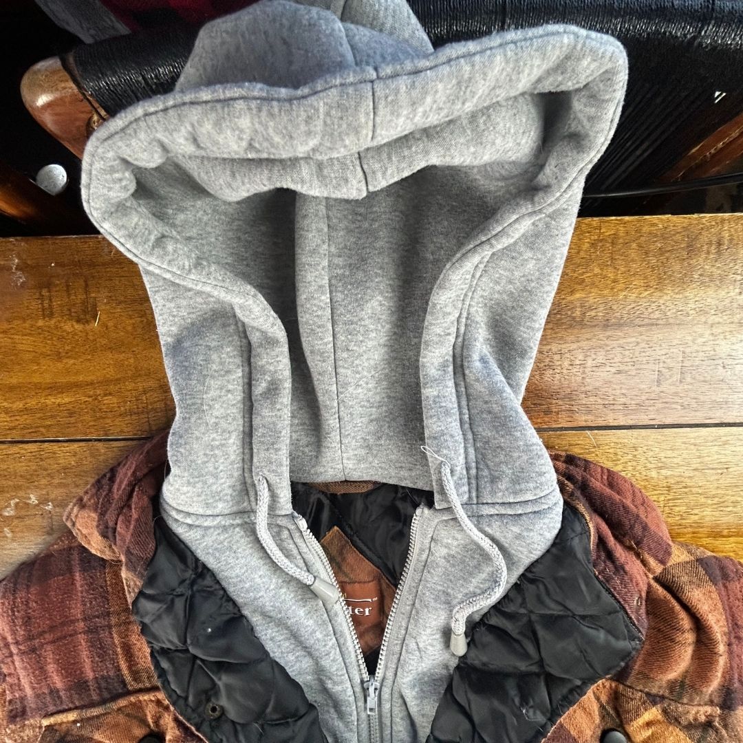 Upcycled Fringe Flannel Jacket — The Cosmic 8-Ball jacket