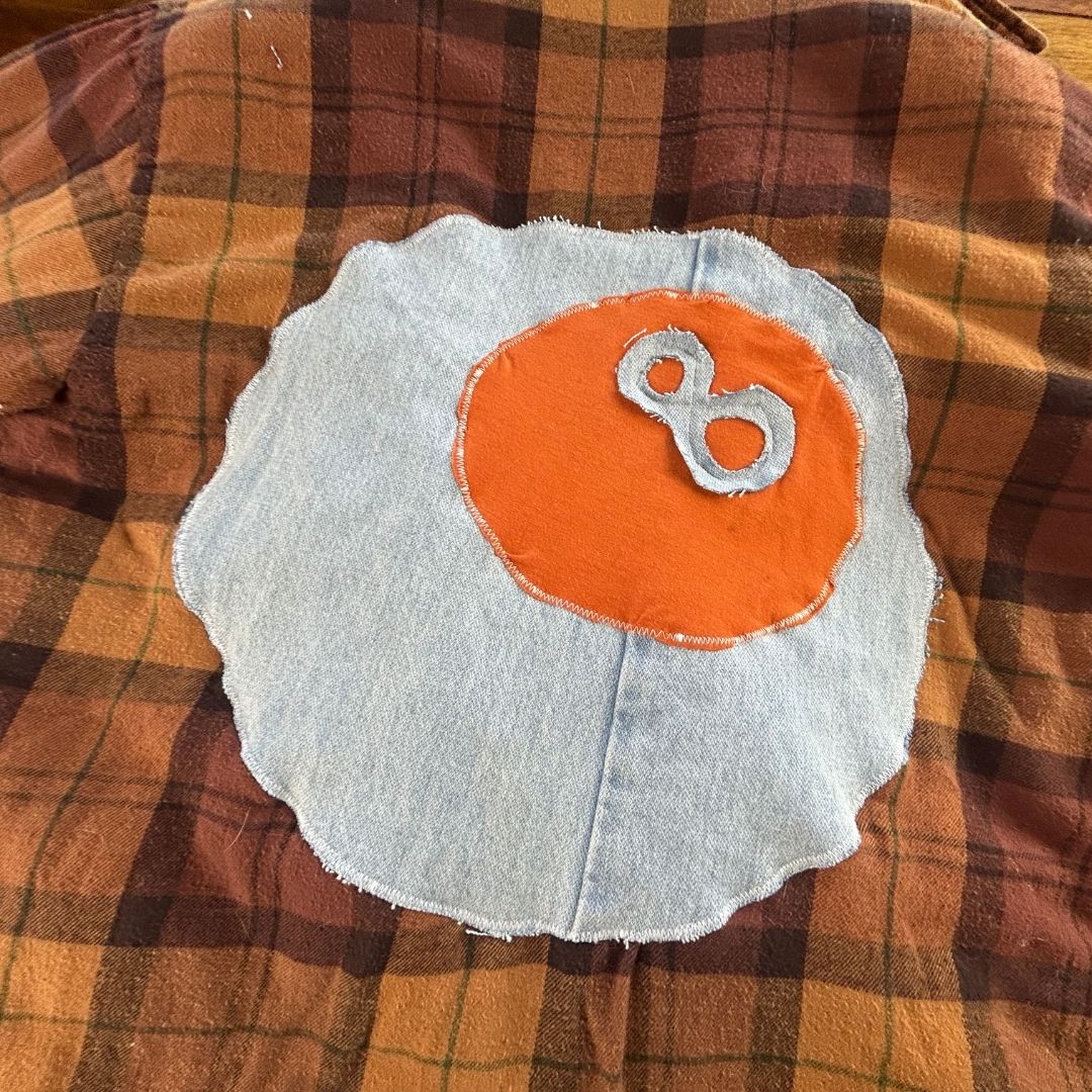 Upcycled Fringe Flannel Jacket — The Cosmic 8-Ball jacket