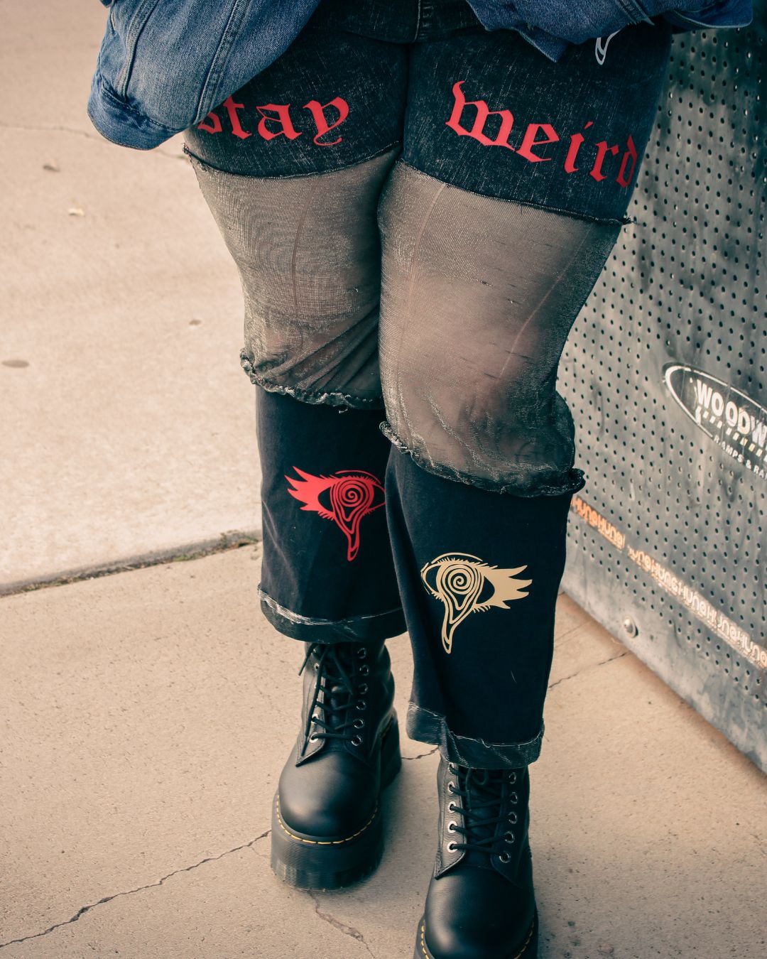Stay Weird Upcycled Patchwork Flare Pants | One of One