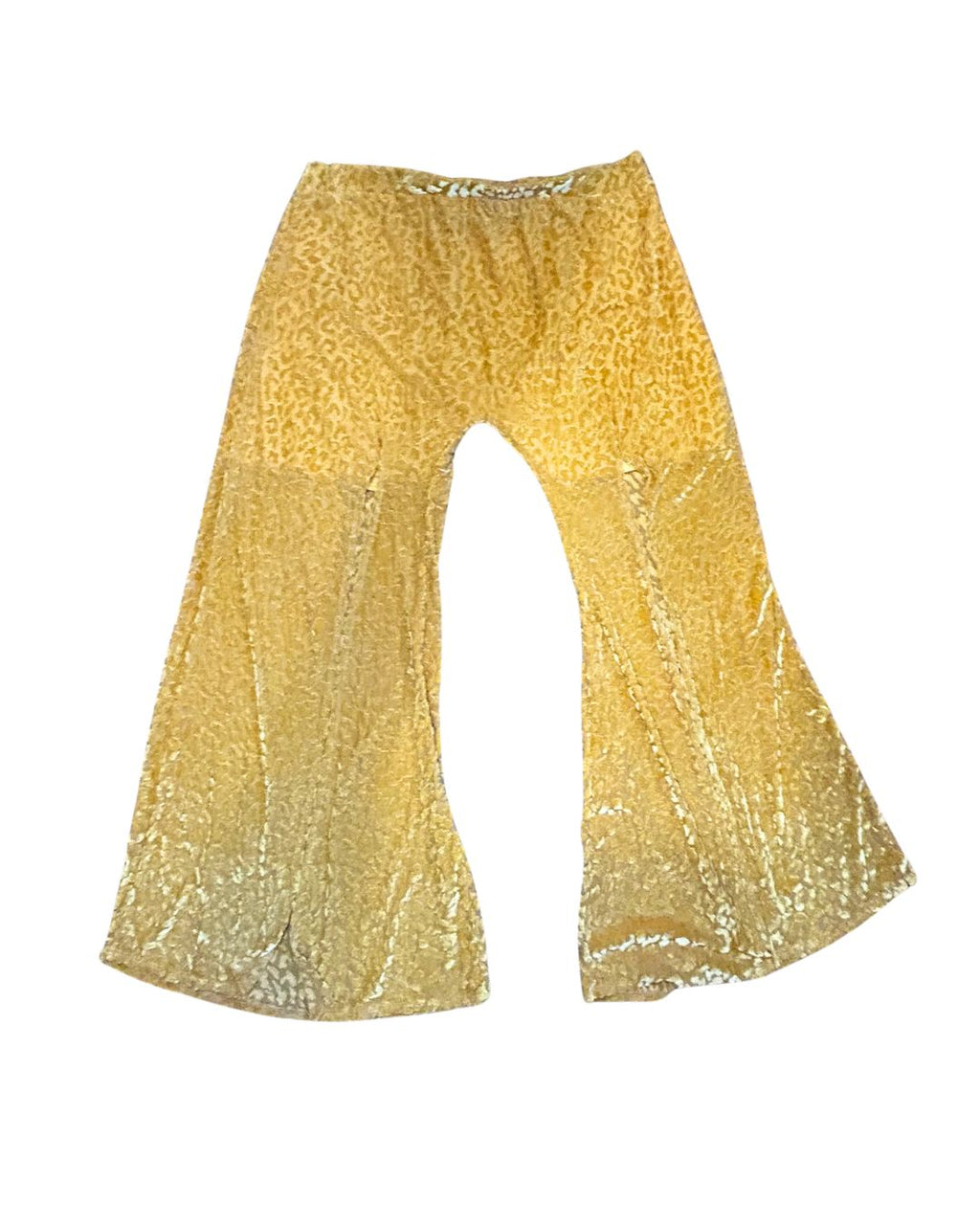 🛸 Golden Mirage Flare Pants – One of a Kind Upcycled Statement Piece