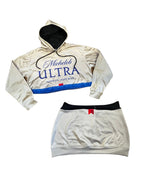 Ultra Remix Hoodie Set – One of a Kind Upcycled Statement Set in unique sporty design, showcasing funky women's clothing.