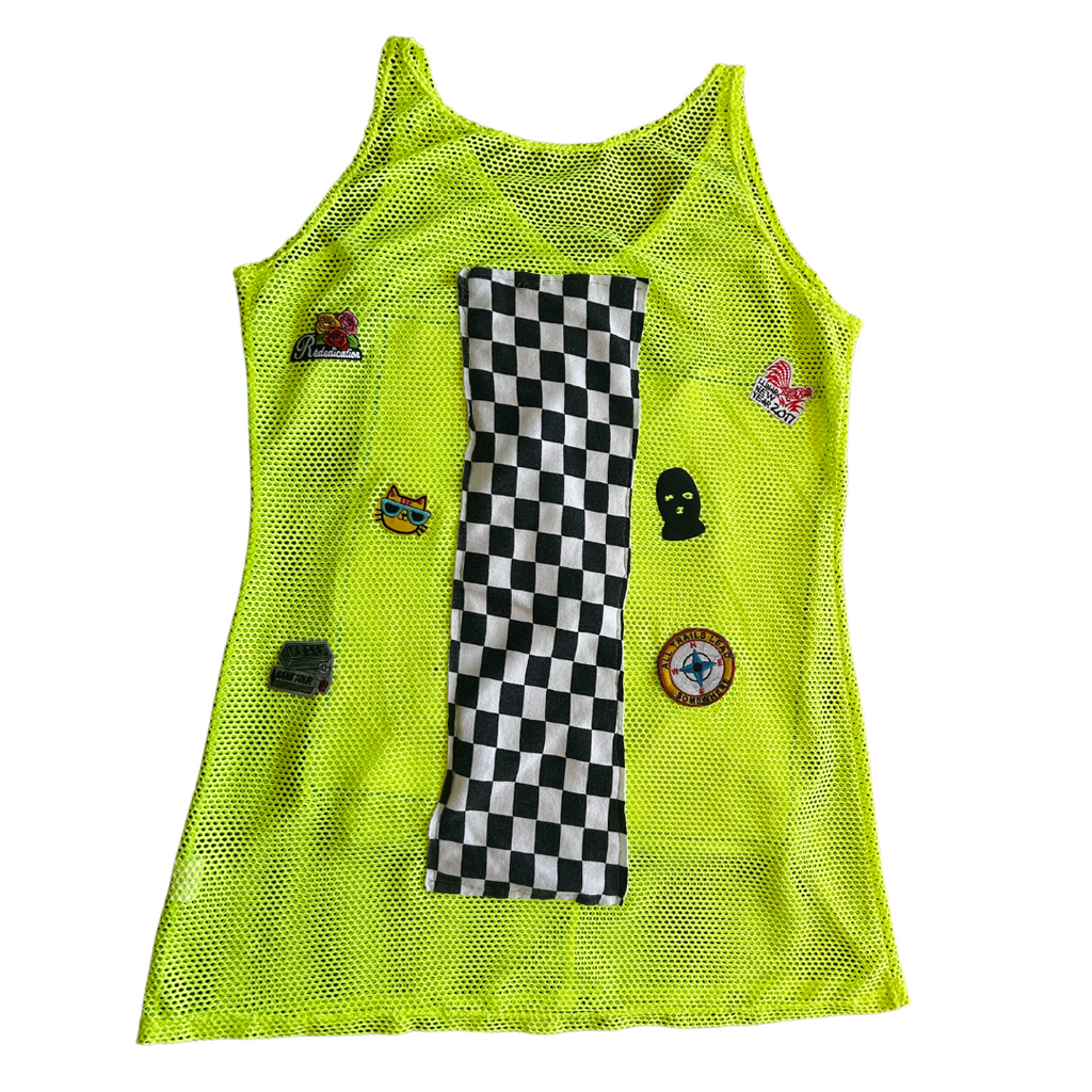 Reworked Neon Mesh Dress – Retro Racecar Vibes | Funky Summer Fit | Handmade in Arizona ♻️ Sustainably Reworked – Only One Available