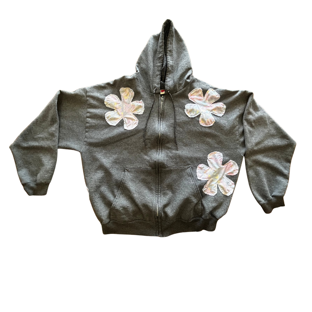 Cosmic Bloom Zip Hoodie – One of a Kind Upcycled Statement Piece