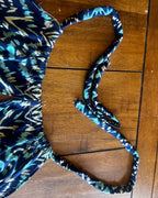Midnight Mirage Two-Piece Set – One-of-a-Kind Handmade Halter Top & Shorts Set in colorful geometric print.