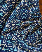 Midnight Mirage Two-Piece Set – One-of-a-Kind Handmade Halter Top & Shorts Set in vibrant geometric print.