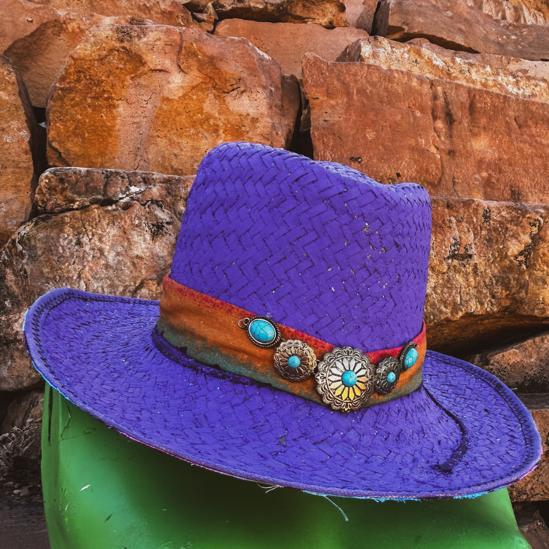 Vibrant Purple Upcycled Hat – Boho-Chic, Eco-Friendly Style