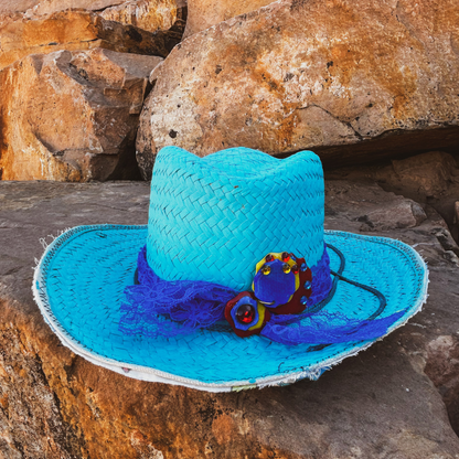 Colorful Upcycled Straw Hat – Playful, Eco-Friendly Chic