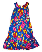 Bloom Riot Maxi Dress in vibrant floral print, a unique and colorful women's clothing statement piece.