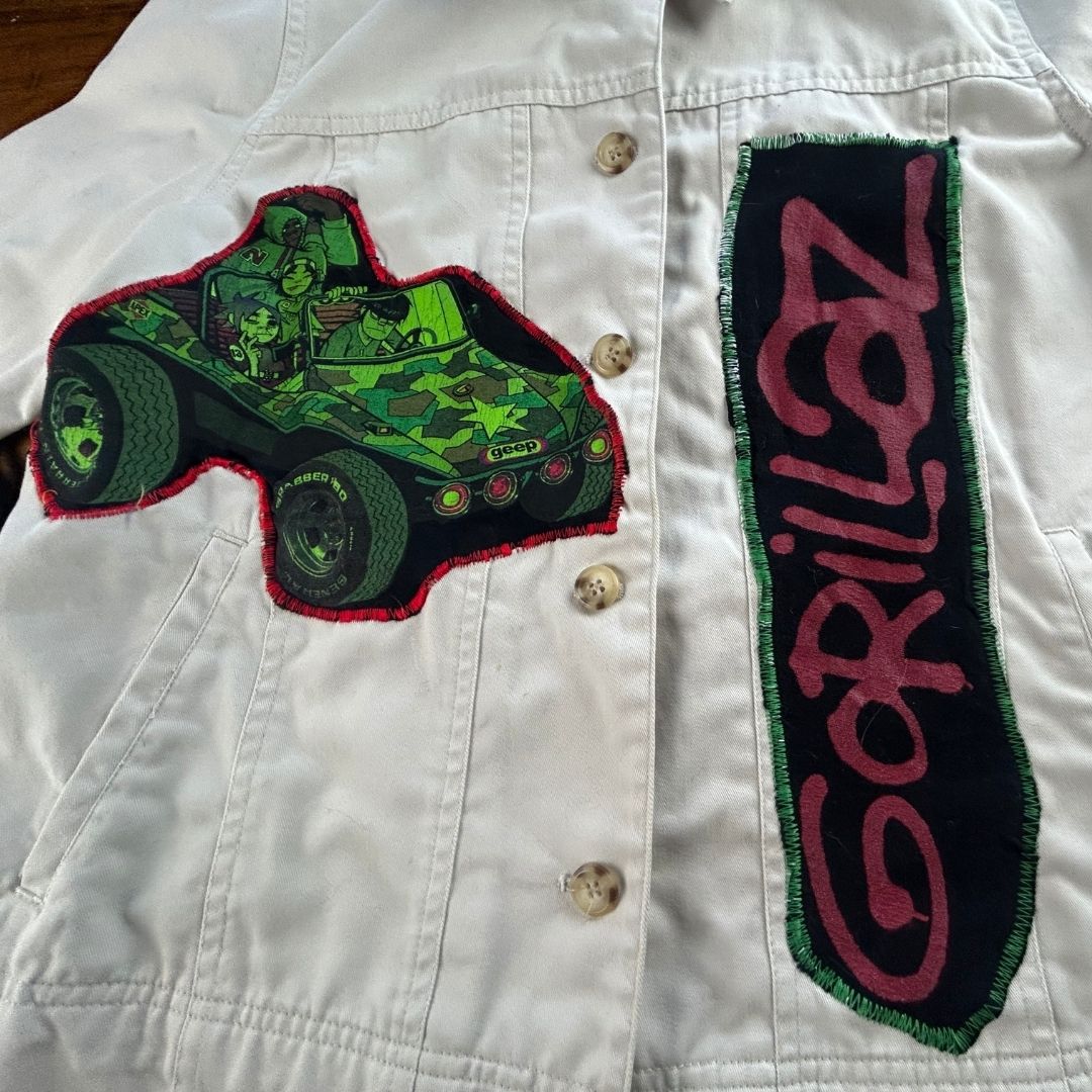 Upcycled Gorillaz Fringe Jacket — One-of-a-Kind Rock &amp; Roll Chaos
