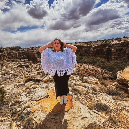 The Modern Alien – Upcycled Baby Blanket Fringe Crop Top