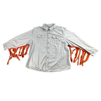Ramen Cat Fringe Flannel – One of a Kind Upcycled Statement Piece