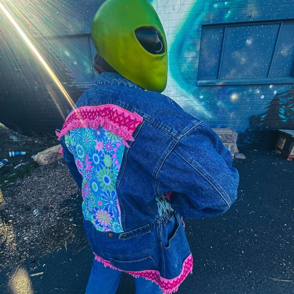 Reworked Denim Fringe Jacket – Funky Western Cowgirl | One-of-a-Kind | Handmade in Arizona