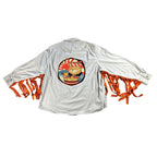 Ramen Cat Fringe Flannel – One of a Kind Upcycled Statement Piece