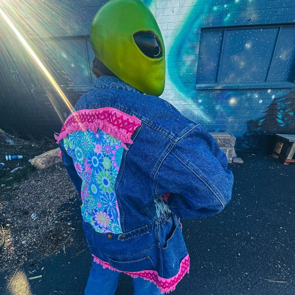 Reworked Denim Fringe Jacket – Funky Western Cowgirl | One-of-a-Kind | Handmade in Arizona