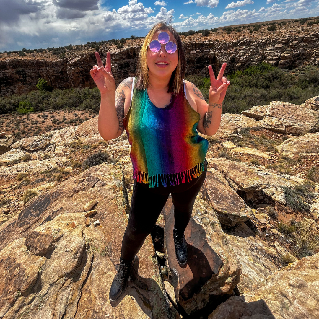 Handmade Rainbow Pashmina Crop Top | Fringe Festival Tank
