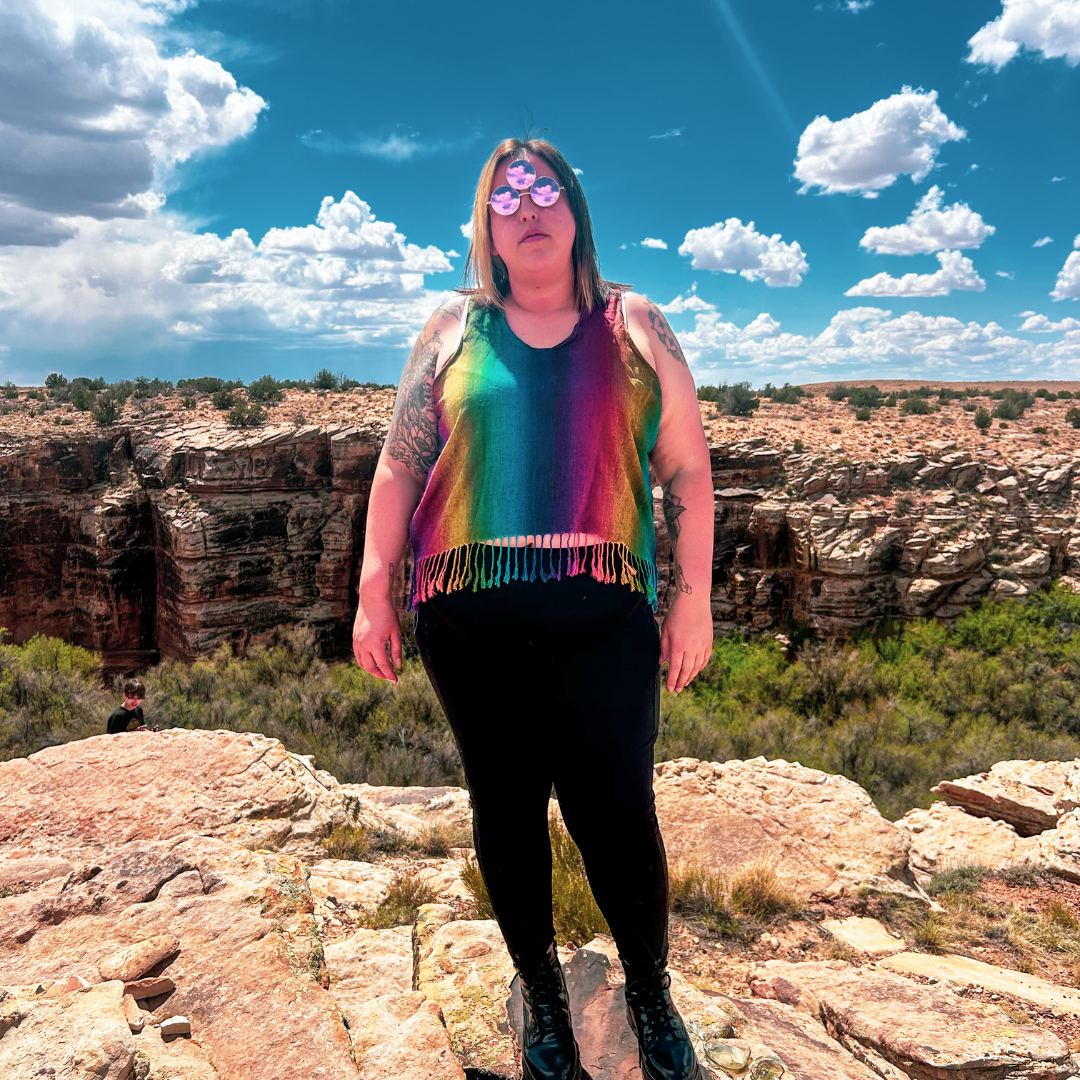 Handmade Rainbow Pashmina Crop Top | Fringe Festival Tank