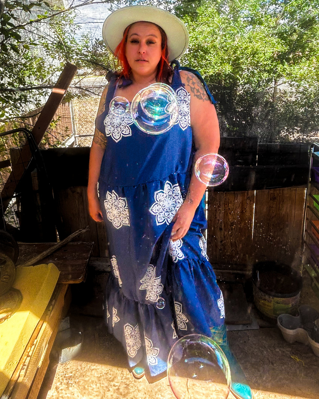 Reworked Curtain Dress – Funky Cottagecore Maxi | One-of-a-Kind | Handmade in Arizona ♻️ Sustainably Reworked – Only One Available