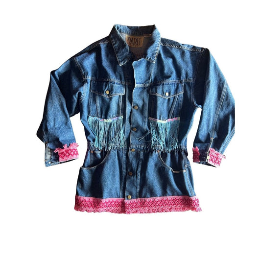 Reworked Denim Fringe Jacket – Funky Western Cowgirl | One-of-a-Kind | Handmade in Arizona