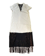 Midnight Lace Remix Maxi Dress – One of a Kind Upcycled Statement Piece featuring unique black lace design.
