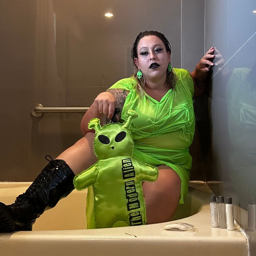 Handmade Slime Mesh Dress — Drippy, Gooey, Alien-Core Glam