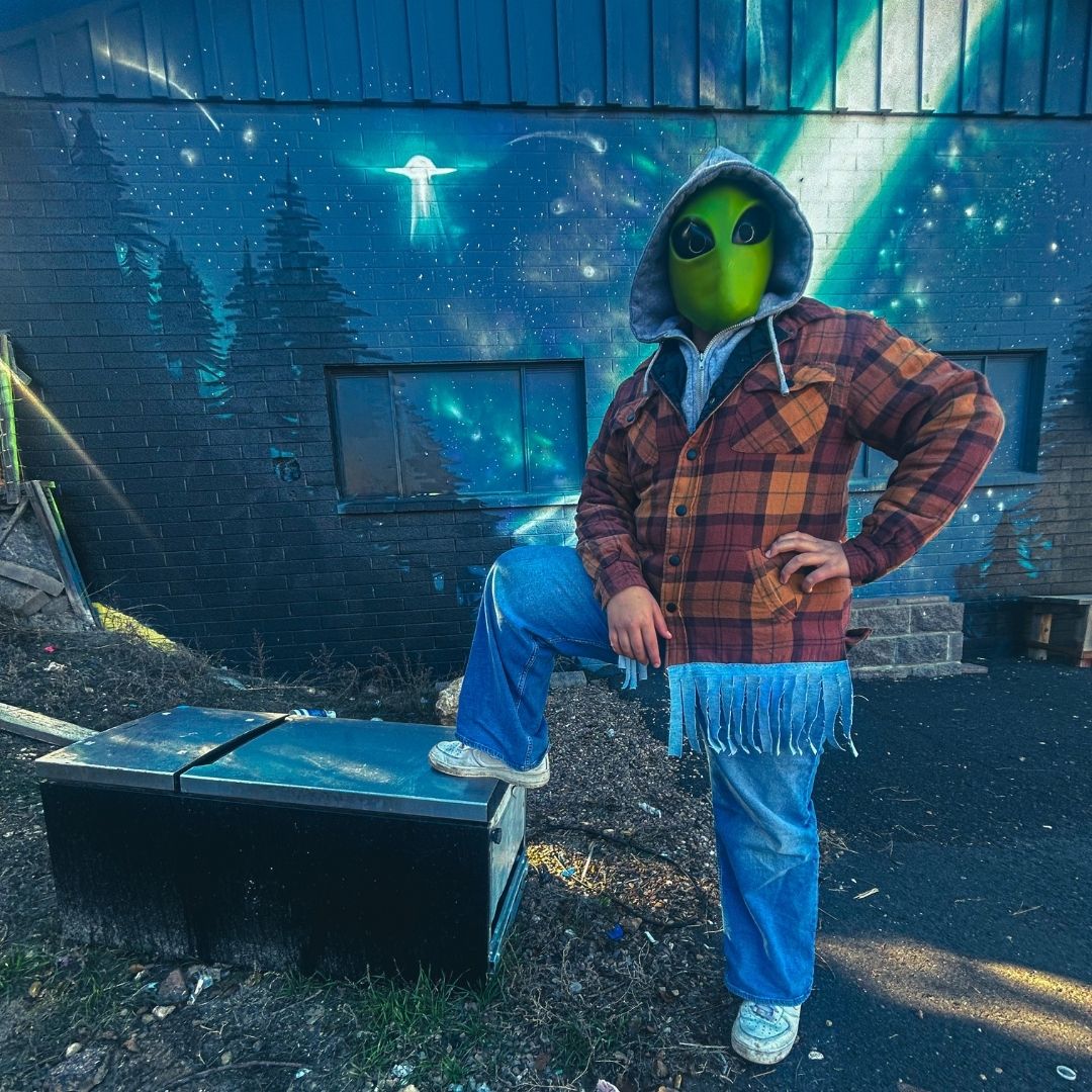 Upcycled Fringe Flannel Jacket — The Cosmic 8-Ball jacket