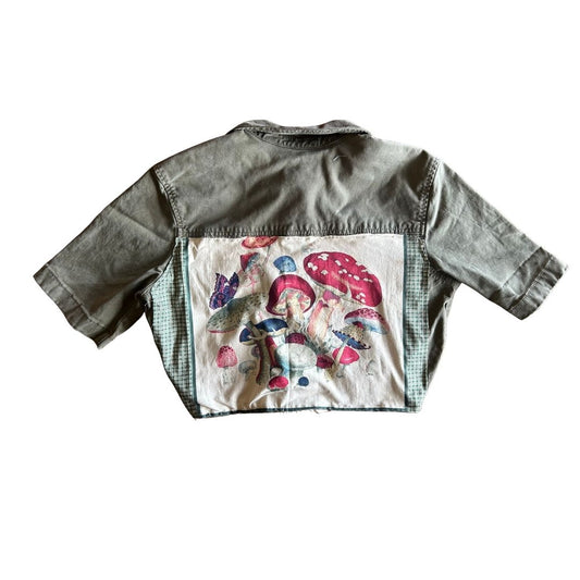 Upcycled Mushroom Matching Set – Cropped Shirt + Shorts | Fairycore Desert Boho | Handmade in Arizona