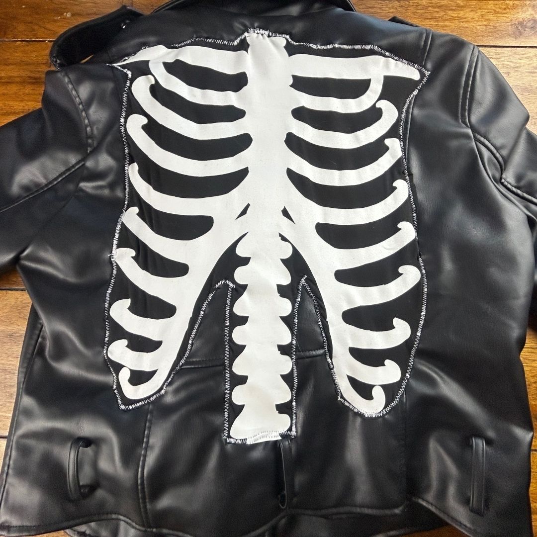 Upcycled Skeleton Leather Jacket — Spooky, Stylish &amp; Totally One-of-a-Kind