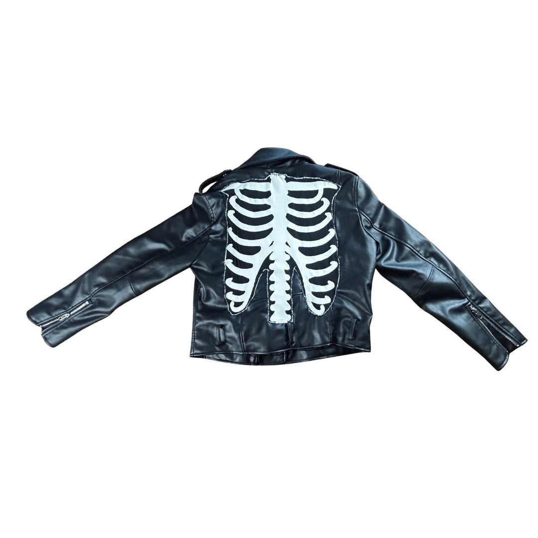 Upcycled Skeleton Leather Jacket — Spooky, Stylish &amp; Totally One-of-a-Kind