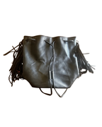 Alien After Dark Fringe Bag in black pleather with fringe detail, perfect for colorful statement clothing.