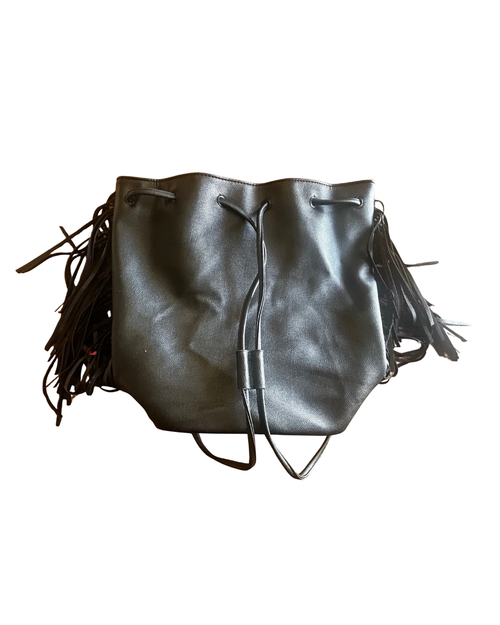 Alien After Dark Fringe Bag in black pleather with fringe detail, perfect for colorful statement clothing.