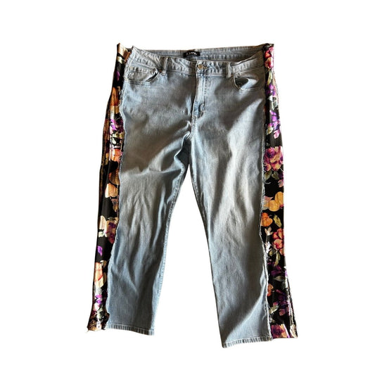 Reworked Denim Side Panel Pants – Floral Funk Meets Everyday Cool | One-of-a-Kind | Handmade in Arizona