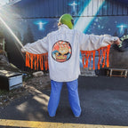 Ramen Cat Fringe Flannel – One of a Kind Upcycled Statement Piece