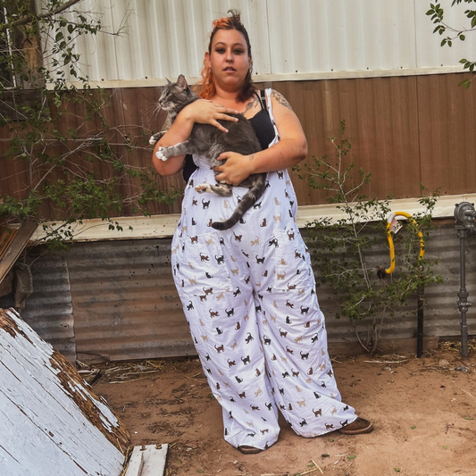 Cat Print Jumpsuit – Handmade & Upcycled from Bedsheet