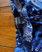 alt_tag: 🛸 Midnight Tide Two-Piece Set – One of a Kind Handmade Statement Set fabric detail with bold blue paisley pattern.