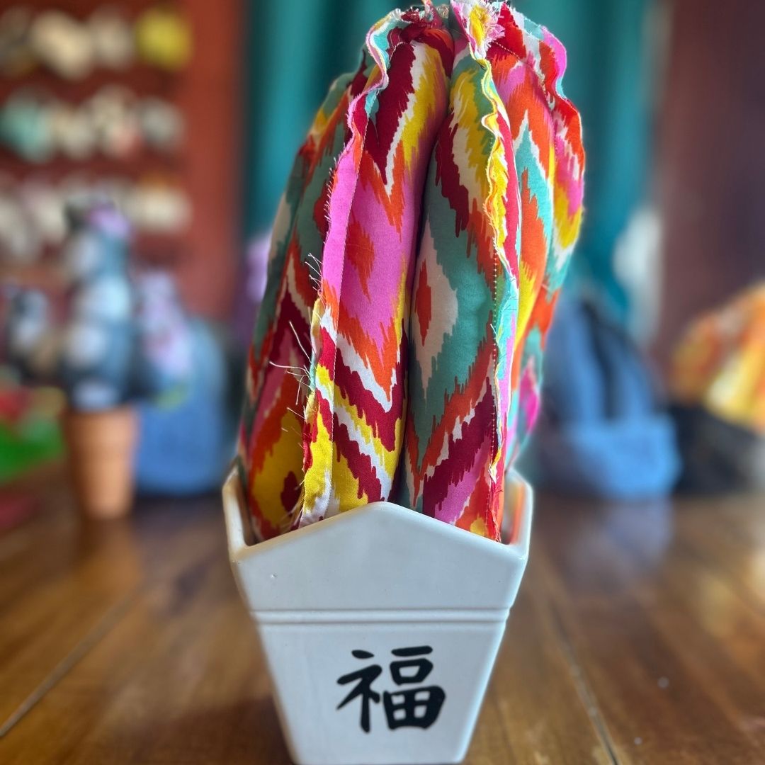 Handmade Fabric Cactus in Ceramic Takeout Vase | Funky Home Decor | One-of-a-Kind