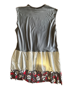 Just Chillin’ Killin’ Upcycled T-Shirt Dress showcasing a funky design with a unique ruffled bottom.